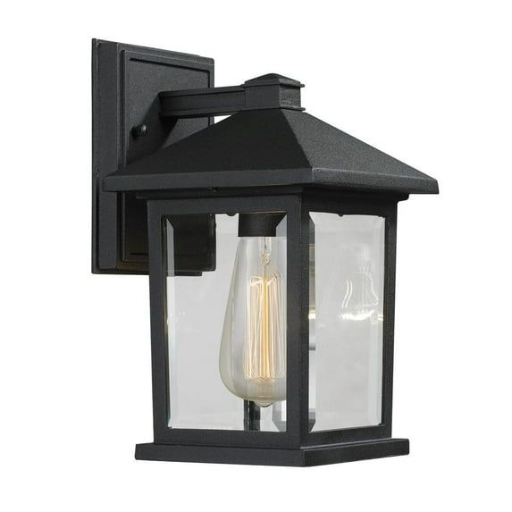 Portland 10.25" Black Cast Aluminum Outdoor Wall Sconce with Clear Beveled Glass