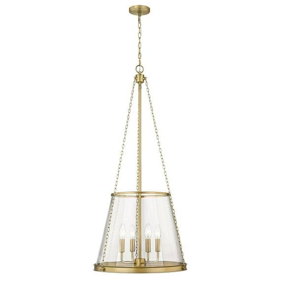 Prescott Rubbed Brass 18" Classic Pendant with Clear Glass Shade