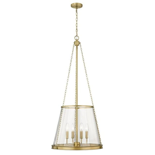 Prescott Rubbed Brass 18" Classic Pendant with Clear Glass Shade