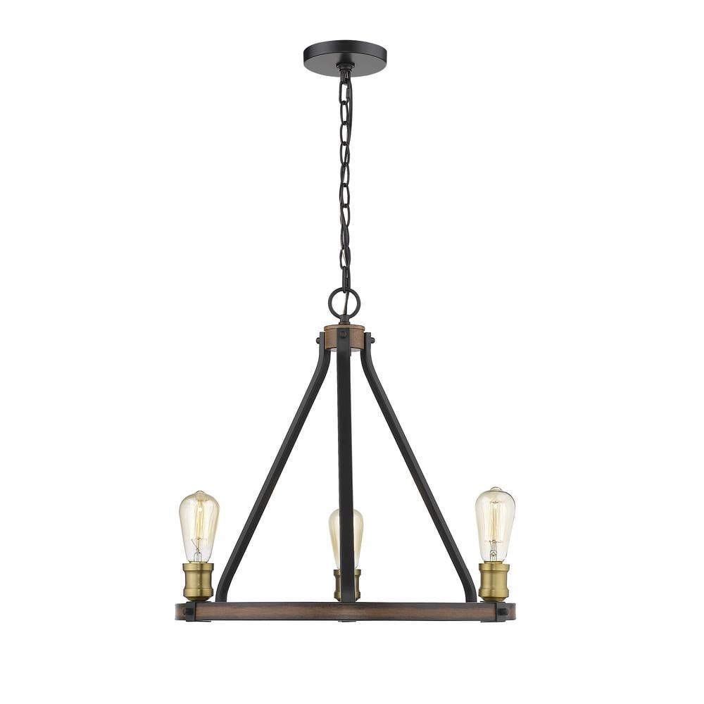 Kirkland Rustic Mahogany 3-Light Steel Drum Chandelier