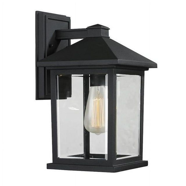 Portland Black Cast Aluminum Outdoor Wall Sconce with Clear Glass