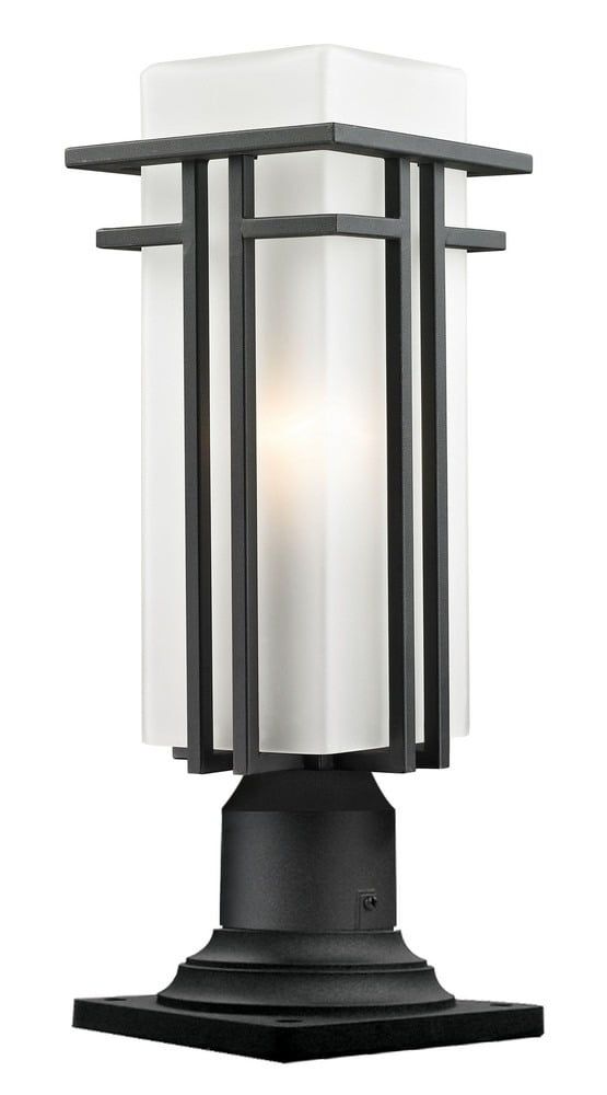 Abbey Black Steel Outdoor Pier Mount Light with Matte Opal Glass