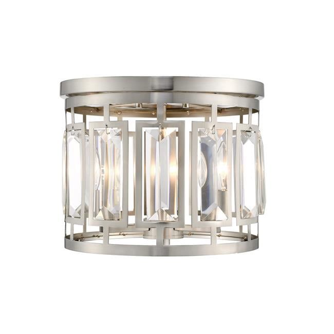 Brushed Nickel Crystal 3-Light Flush Mount Ceiling Fixture