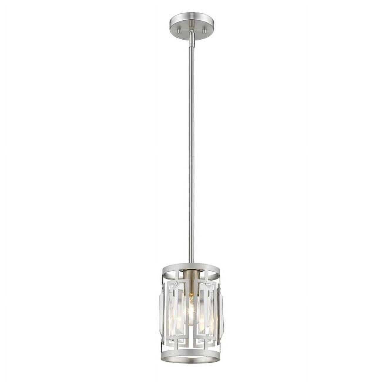 Elegant Mersesse Brushed Nickel Mini Pendant with Cut Crystal