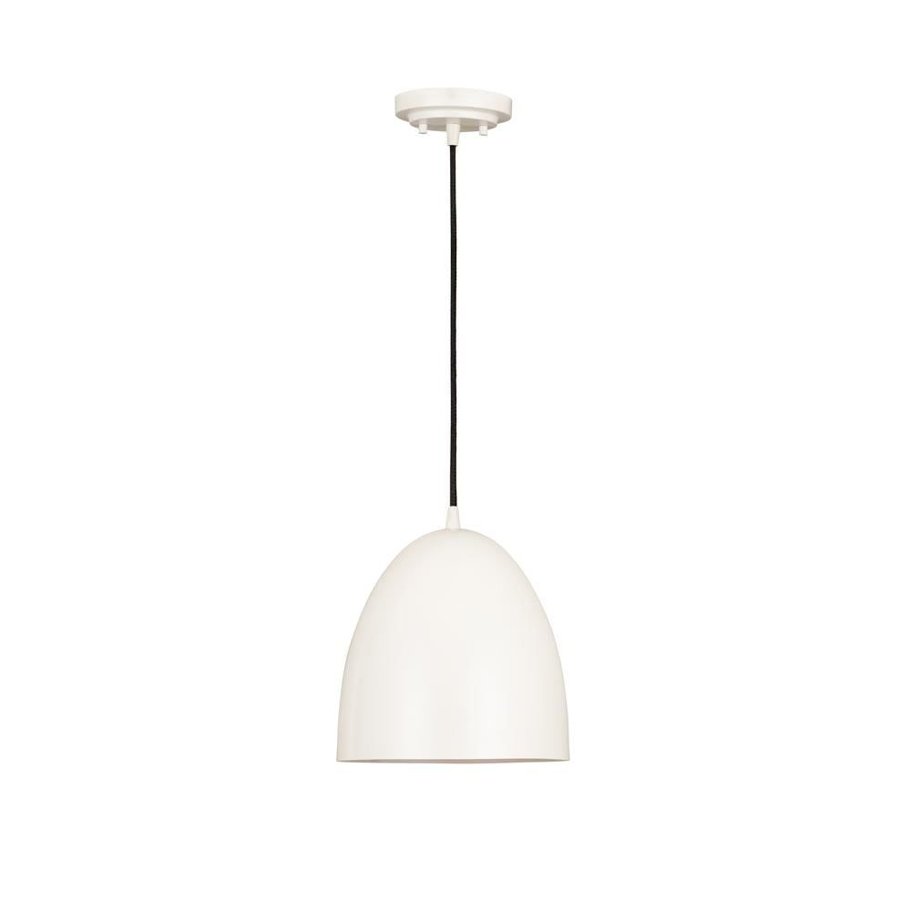 Matte White Crystal LED Bowl Pendant Light