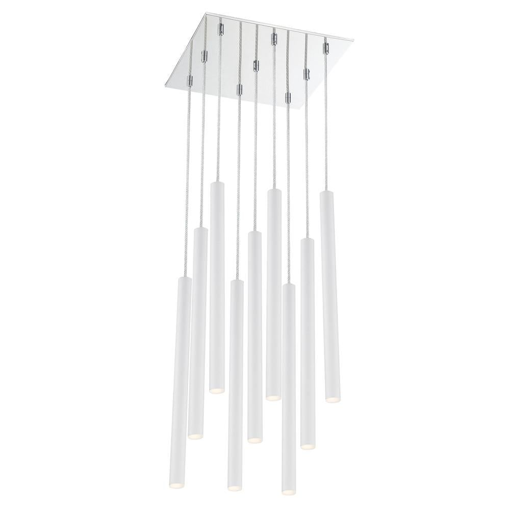 Modern Chrome LED Pendant Light with Glass Tubes