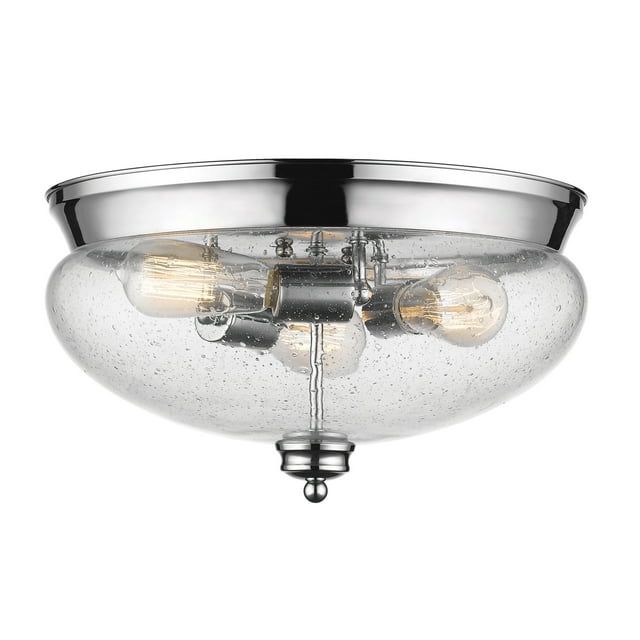 Amon 15" Chrome Glass Bowl Flush Mount Light