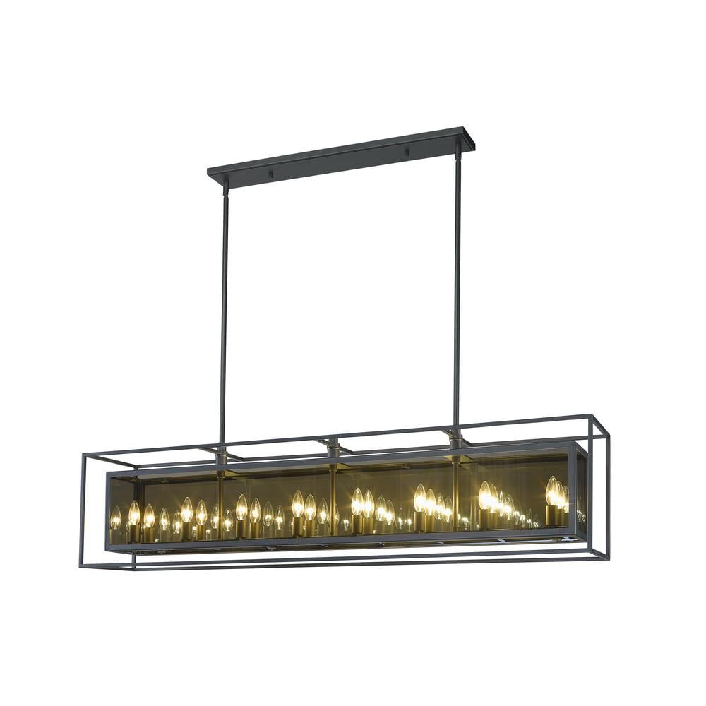 Misty Charcoal Chrome 16-Light Linear Island Pendant