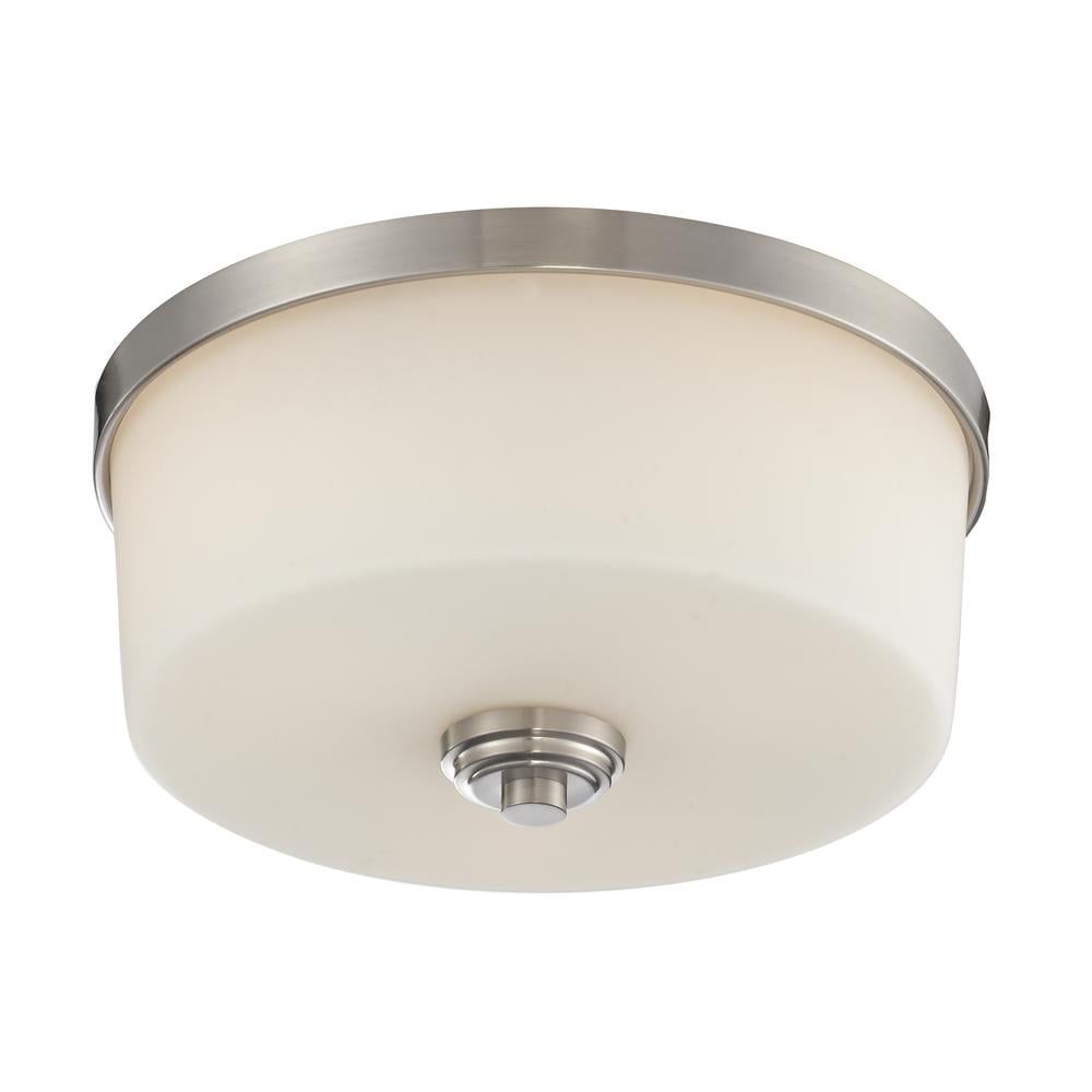 Brushed Nickel 3-Light Flush Mount with Matte Opal Shade