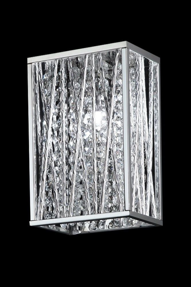 Chrome Crystal Dimmable Wall Sconce with Steel Frame