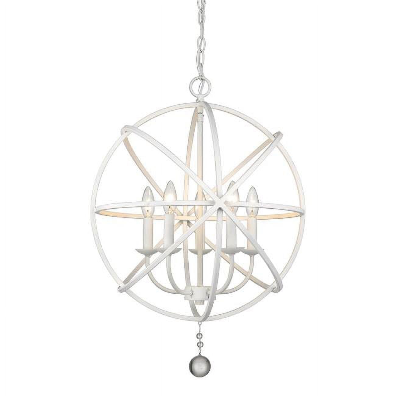 Tull 20" Matte White Steel Chandelier with Crystal Accents