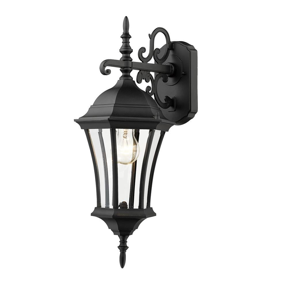 Black Aluminum Dimmable Outdoor Wall Sconce with Clear Glass