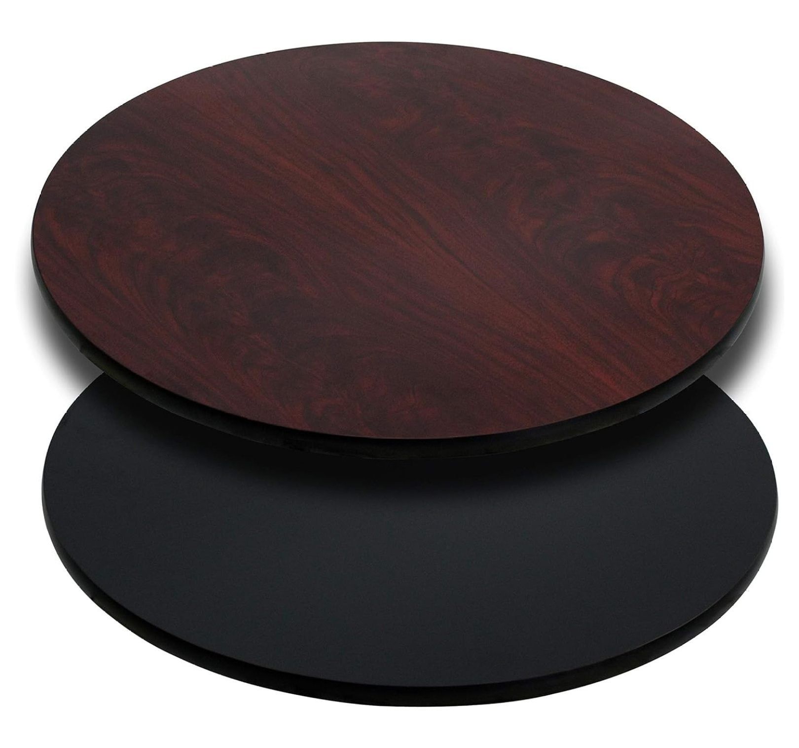 Reversible 36'' Black and Mahogany Laminate Round Table Top