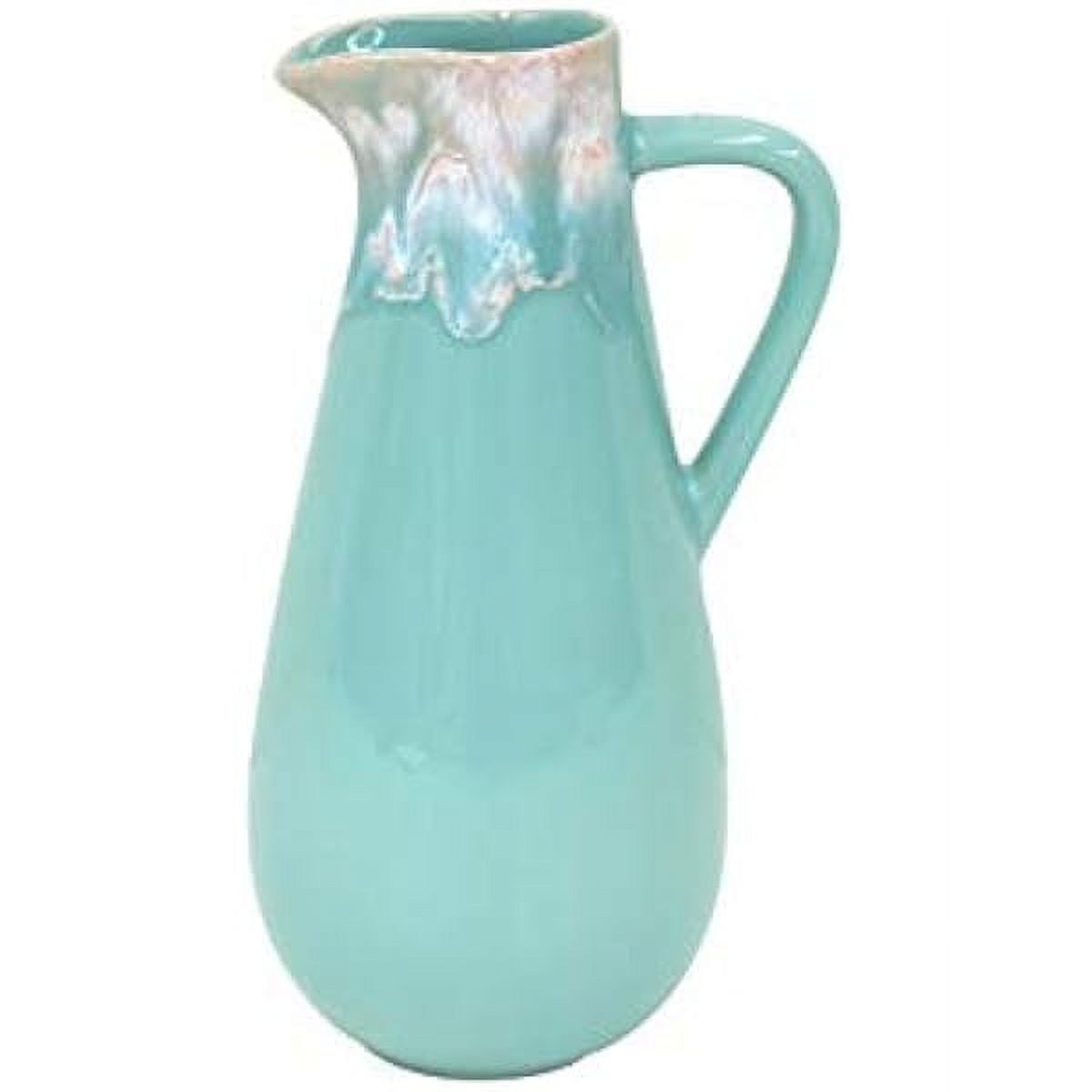 Aqua Ceramic Stoneware 56 oz. Pitcher with Reactive Glaze