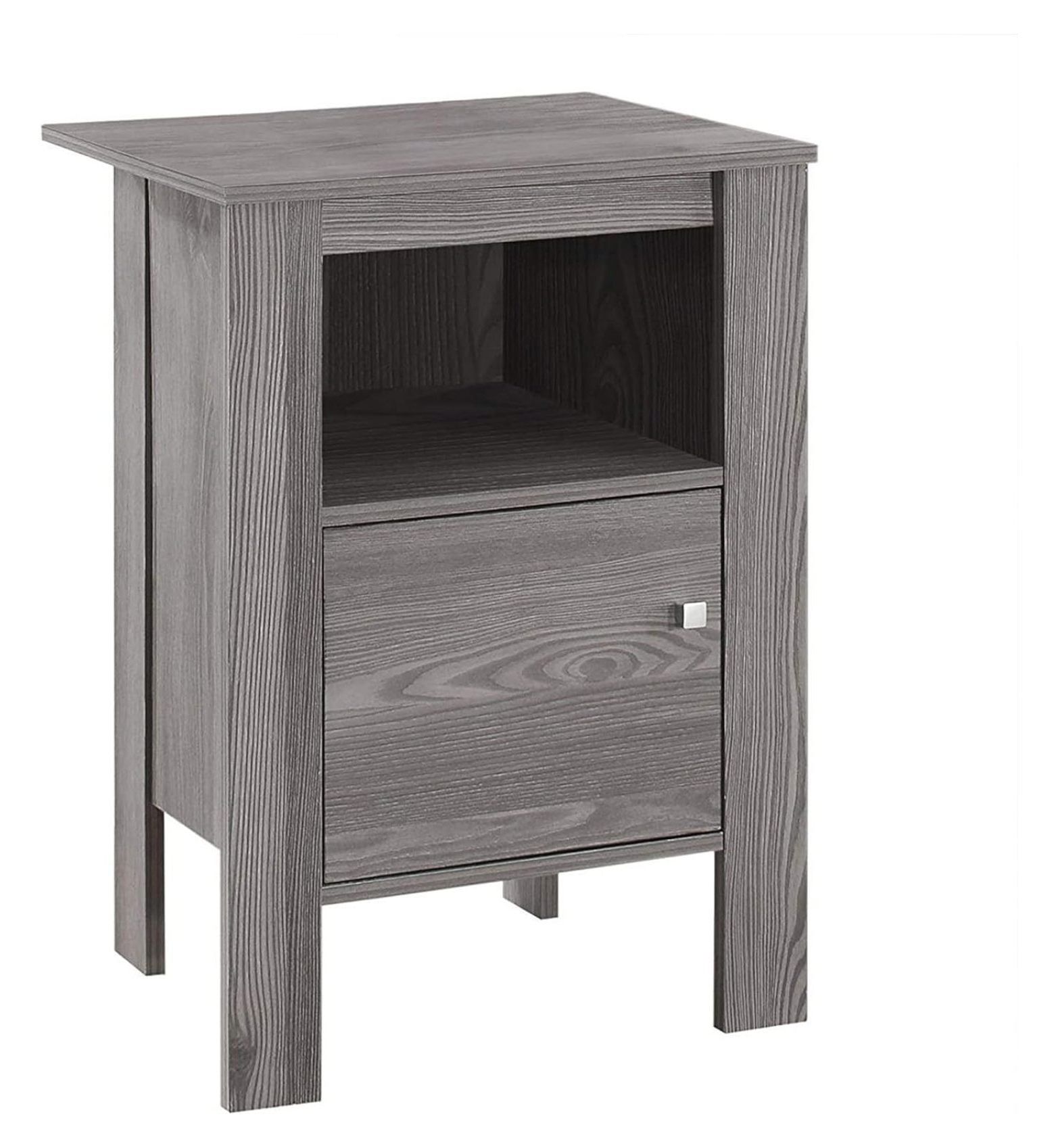 Gray Laminate Rectangular Nightstand with Storage