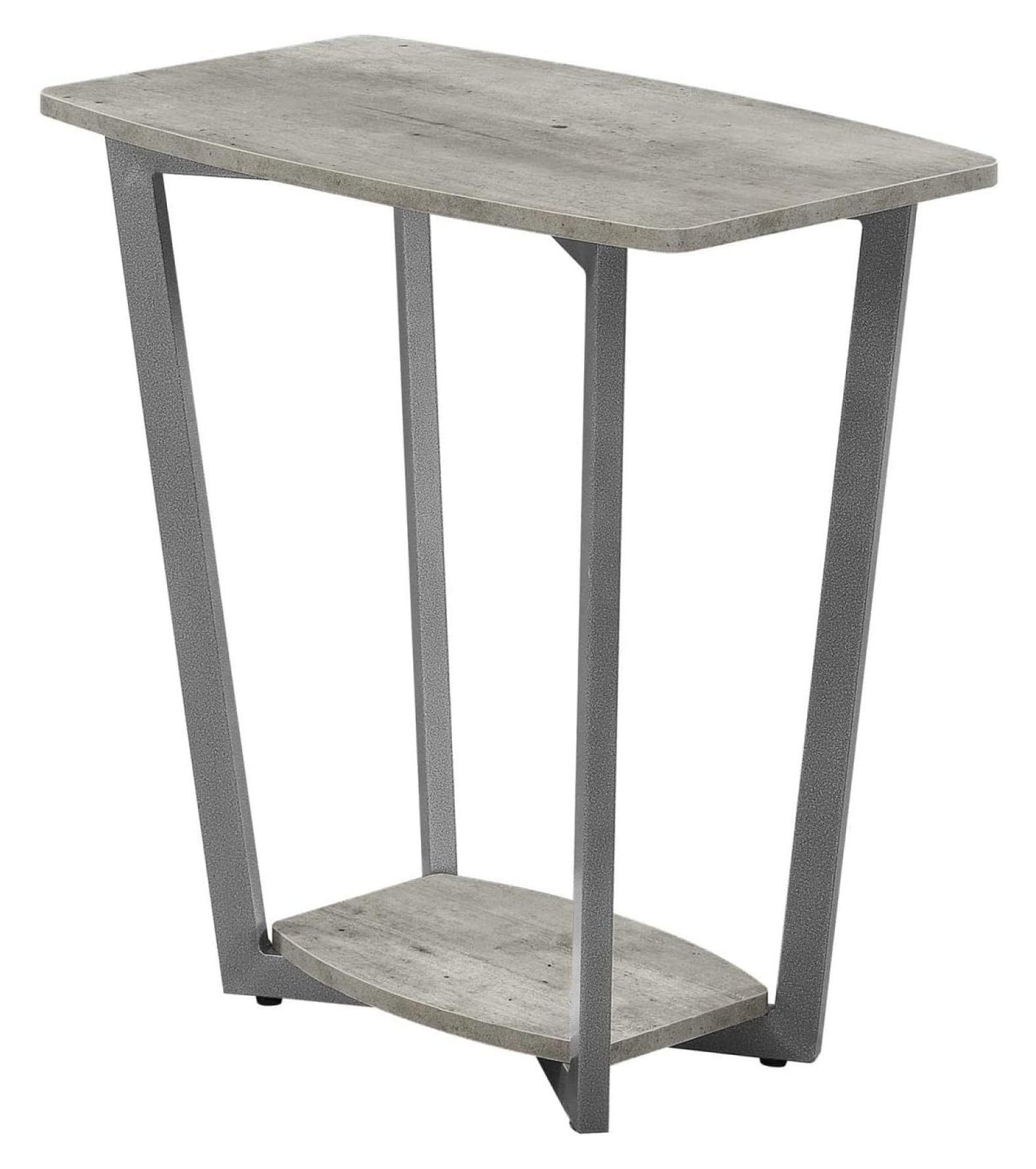 Graystone Faux Birch and Slate Gray End Table with Shelf