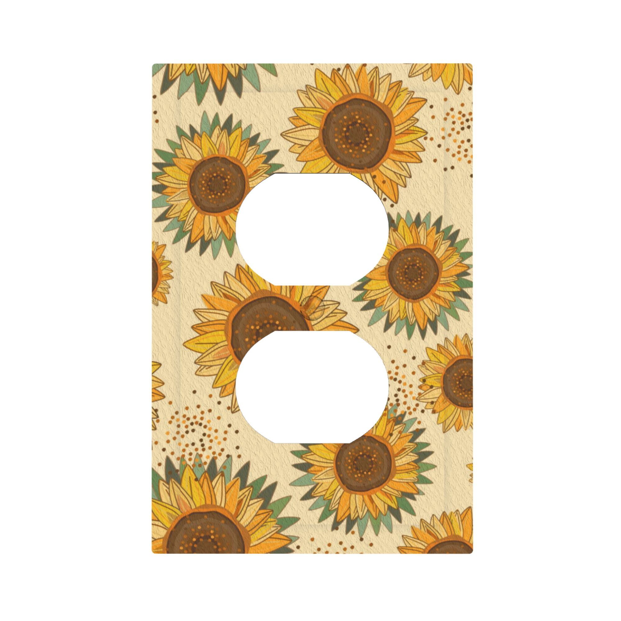 Sunflower Print Beige Polycarbonate Toggle Switch Wallplate