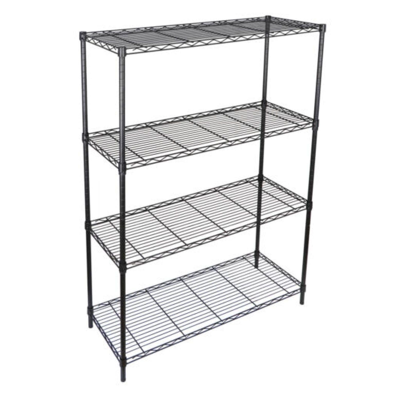 Black Adjustable Heavy Duty 4-Shelf Steel Storage Rack