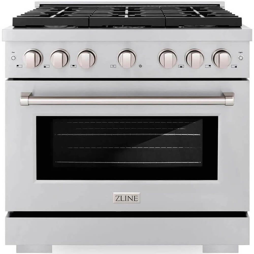 ZLINE 36" Stainless Steel 6 Burner Gas Range with Convection Oven