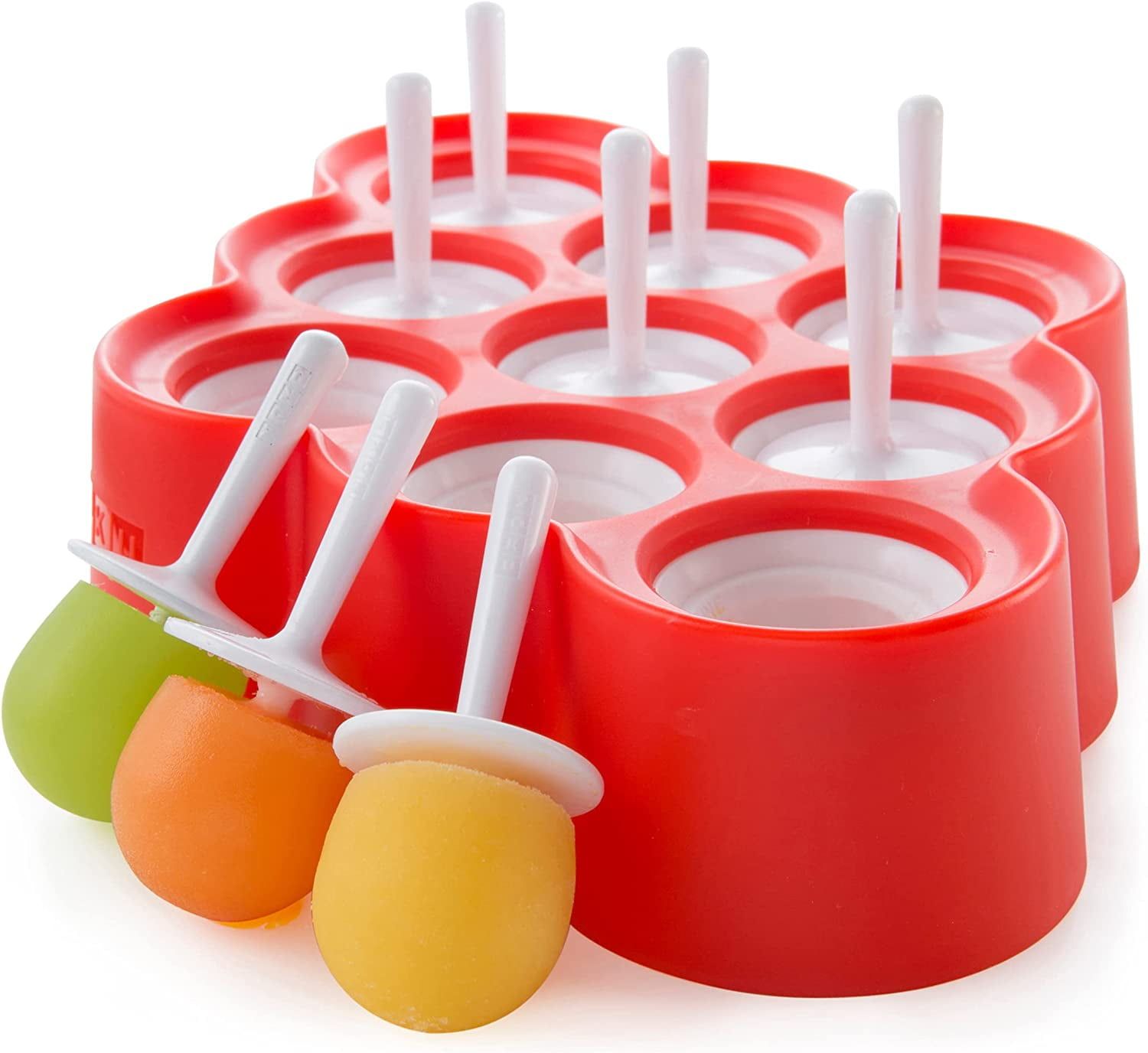 Red Silicone Mini Popsicle Molds with Sticks and Drip Guards