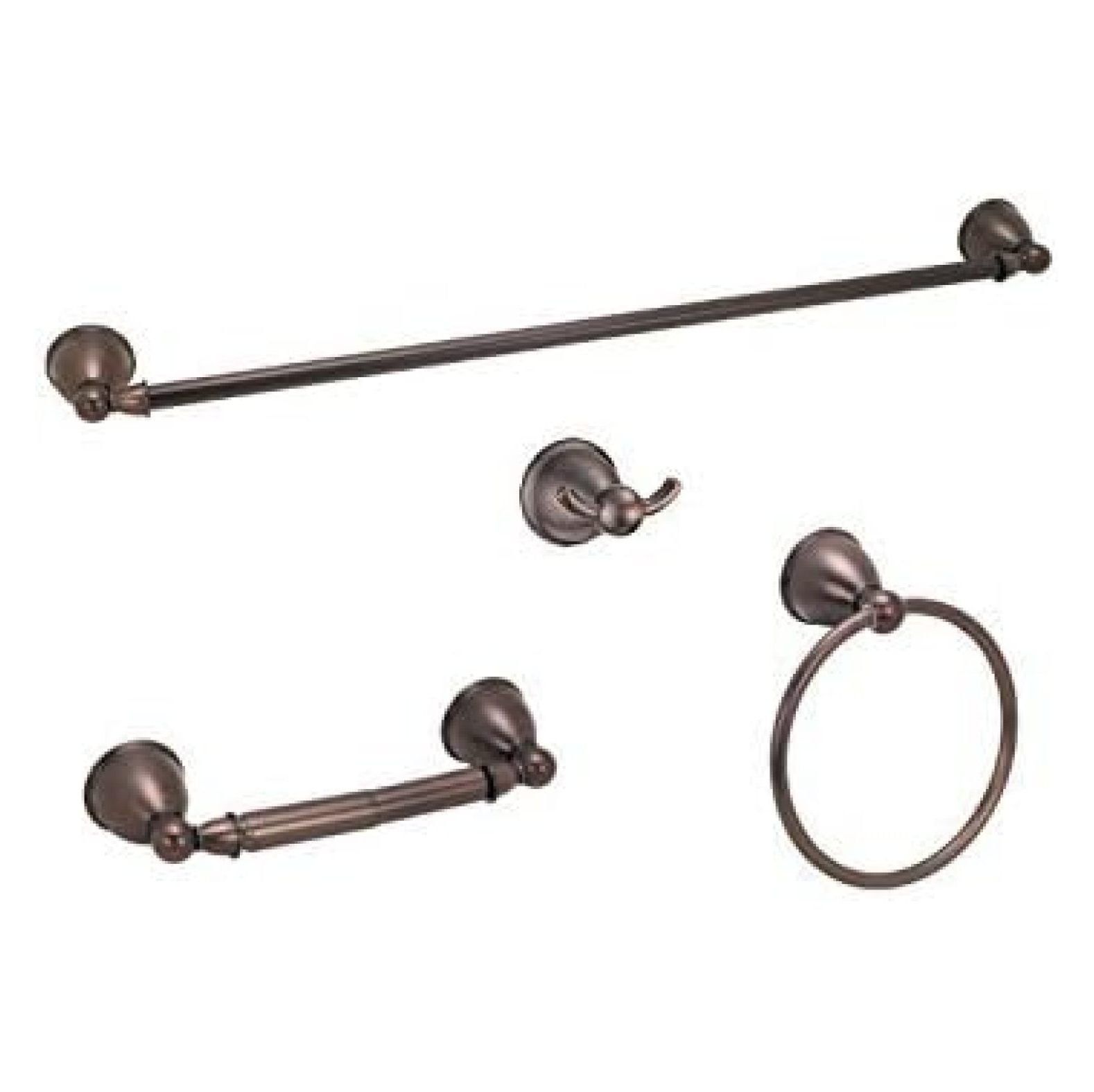 Oil Rubbed Bronze 4-Piece Bathroom Hardware Set