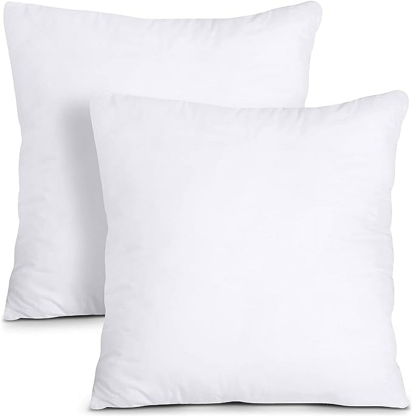 White Cotton and Polyester 16x16 Inch Throw Pillow Inserts, Set of 2