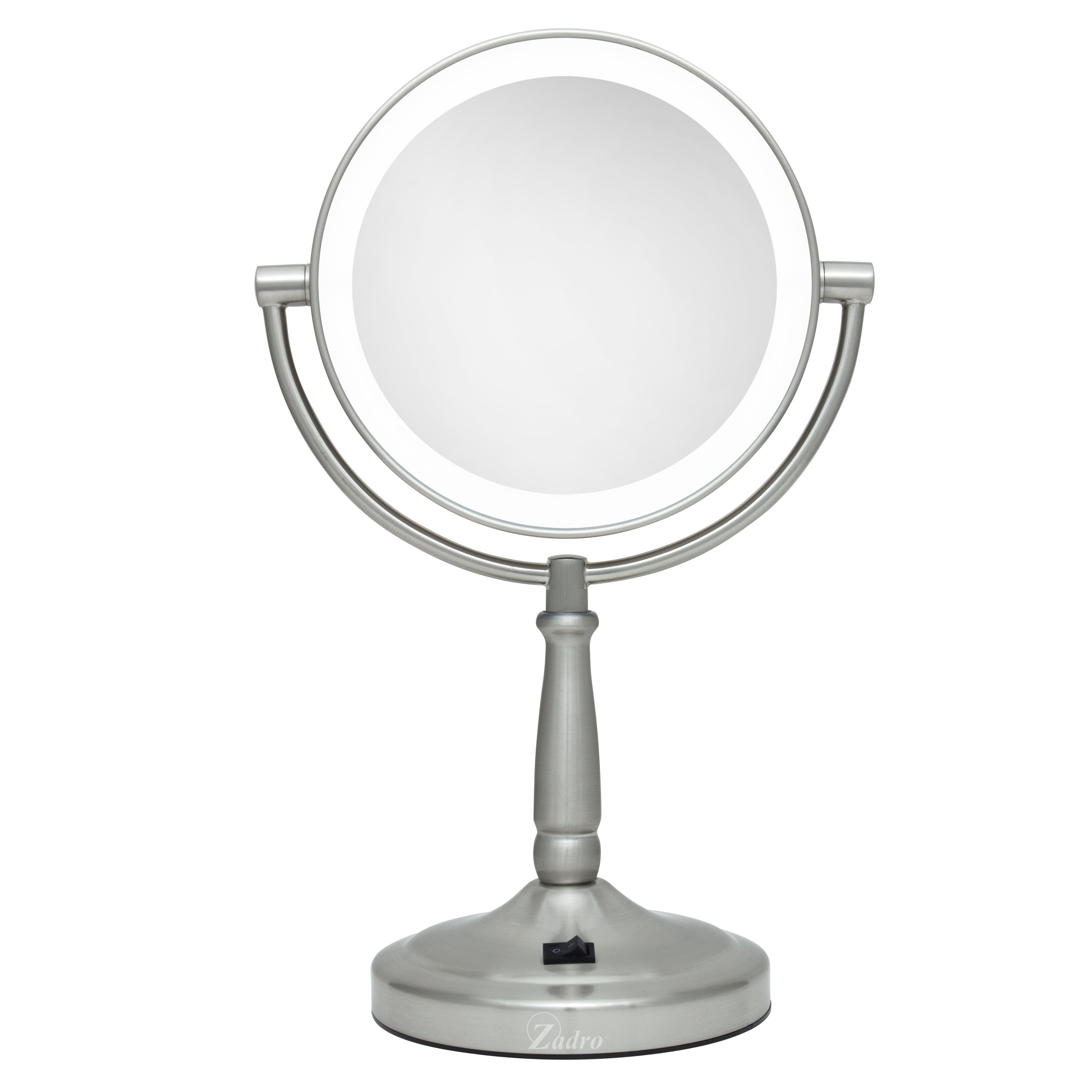 Satin Nickel Dual-Sided LED Lighted Magnifying Vanity Mirror