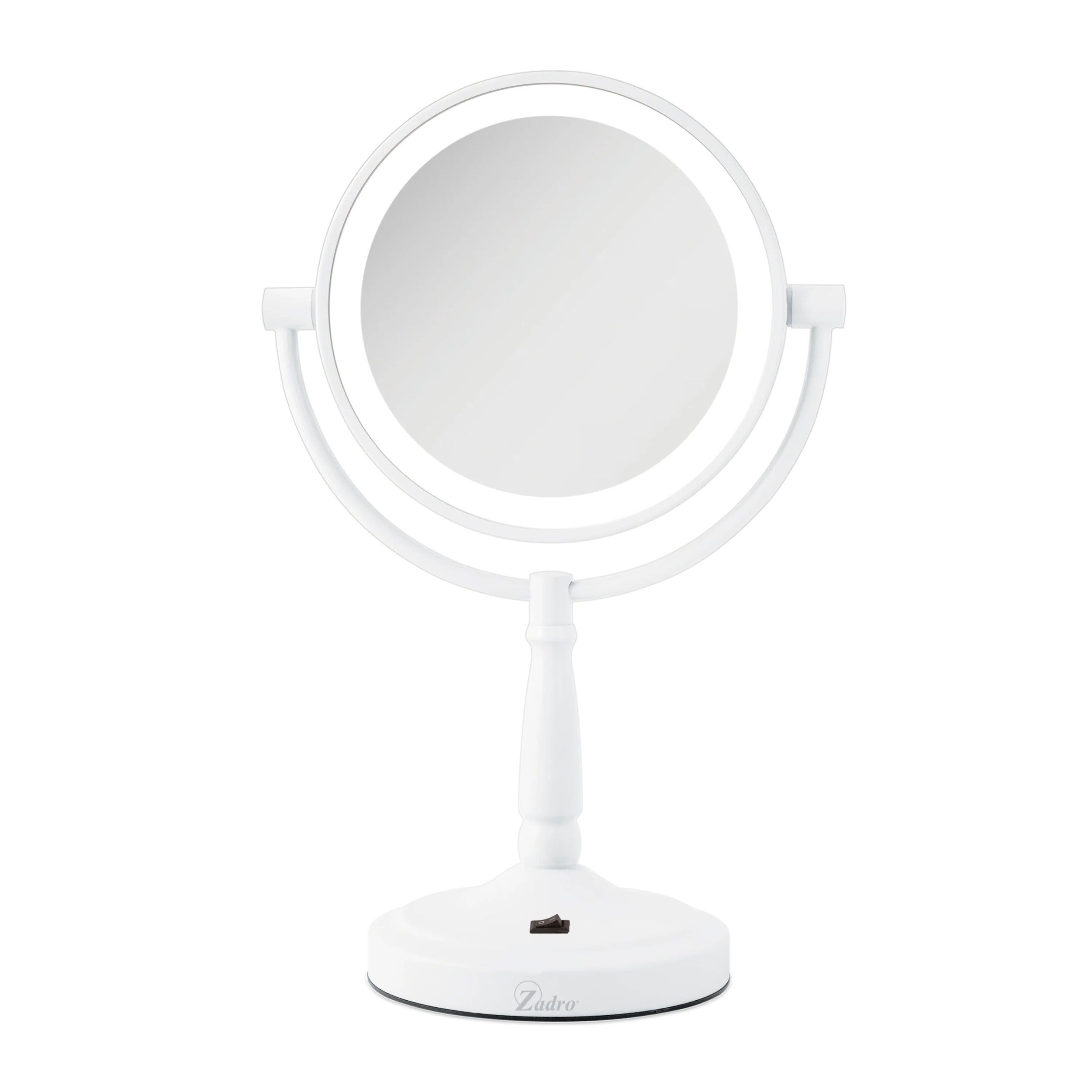 White Round LED Lighted Makeup Mirror with 10X/1X Magnification