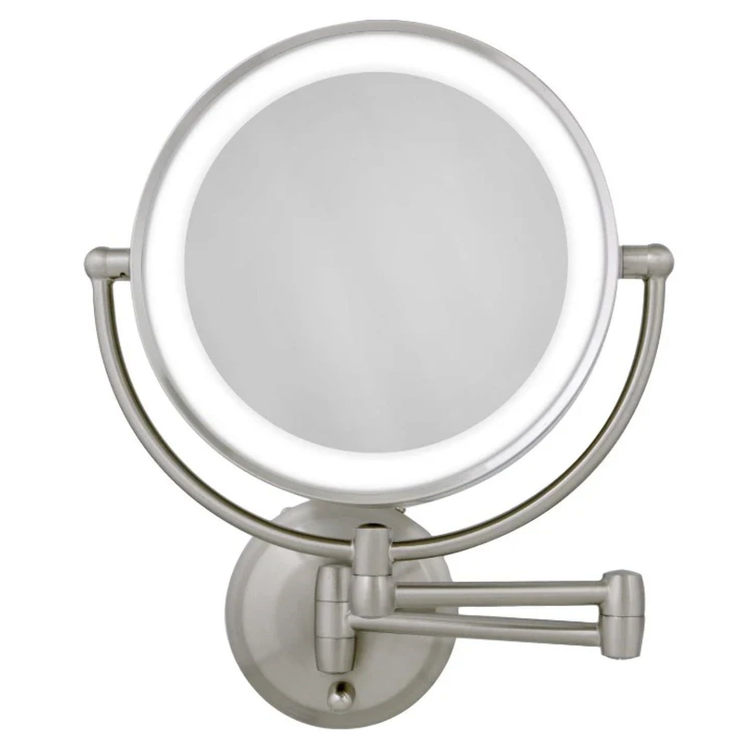 Satin Nickel Round LED Wall Mounted Magnifying Mirror
