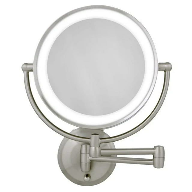 Satin Nickel Round LED Wall Mounted Magnifying Mirror