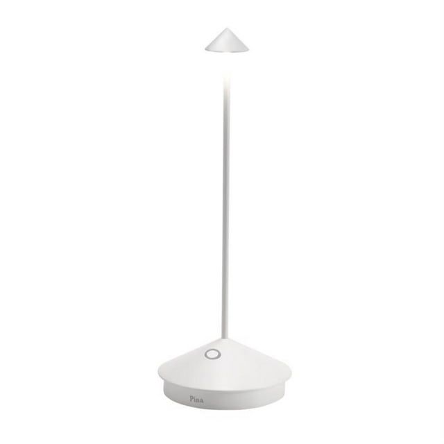 Zafferano White Metal Cordless Touch-Control Portable Table Lamp