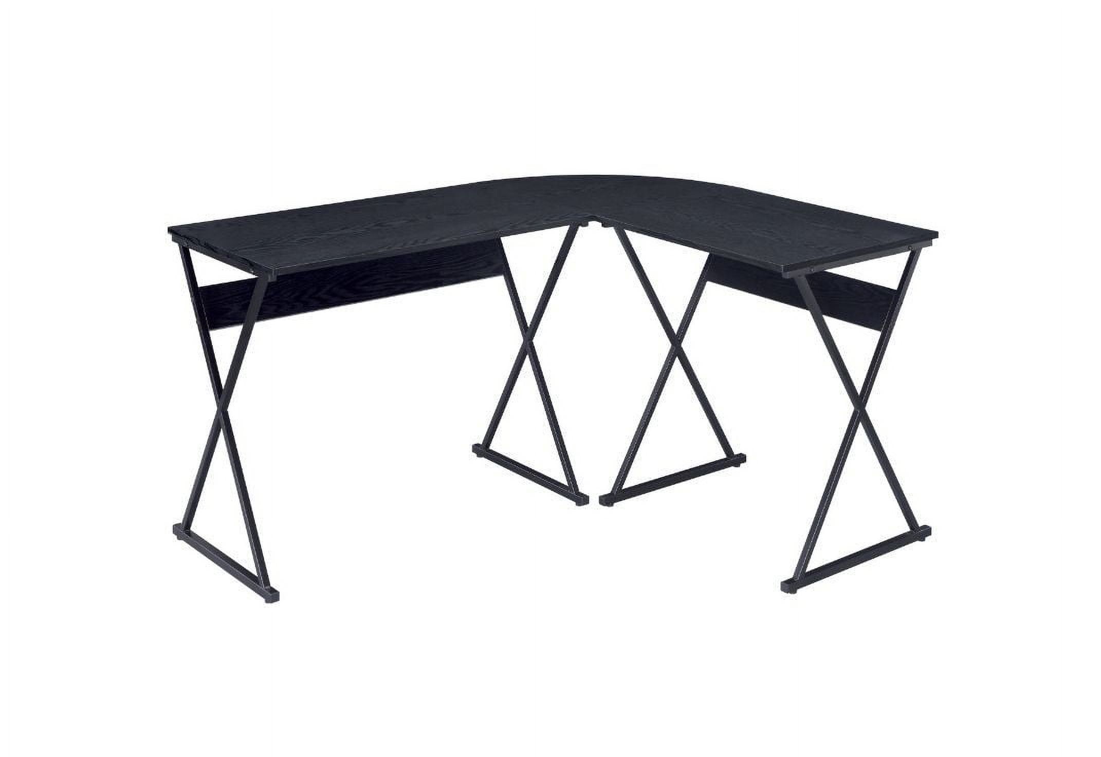 Zafiri Executive Black Wood Desk with Drawer and X-Shaped Base