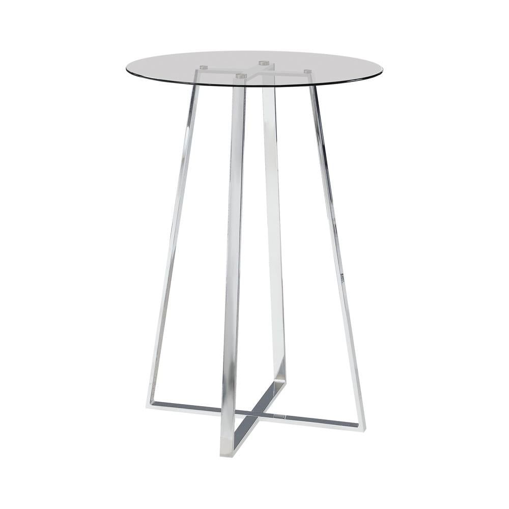 Round Glass Top Chrome Bar Height Table