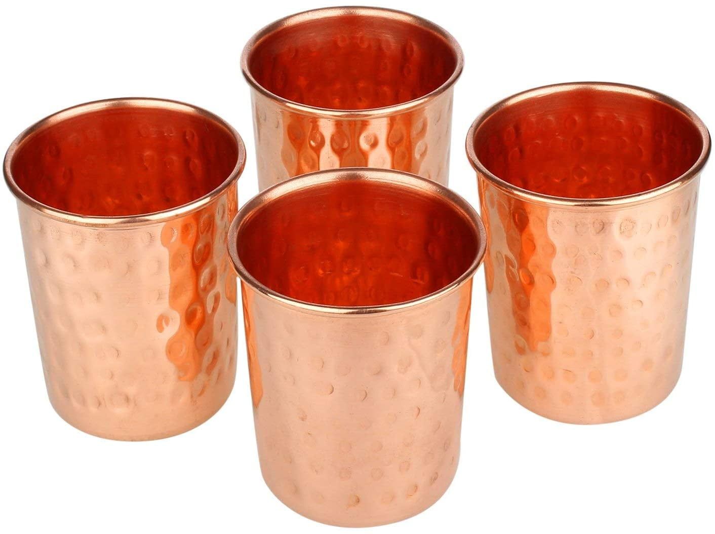 Handmade 250ml Hammered Copper Water Tumblers Set of 4