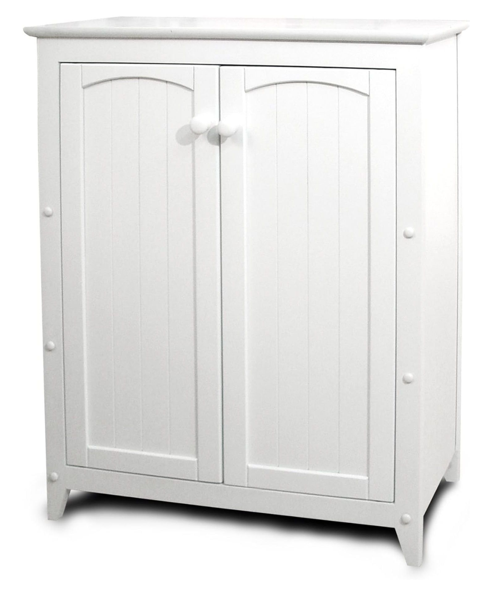 White Wood Double Door Bathroom Linen Cabinet