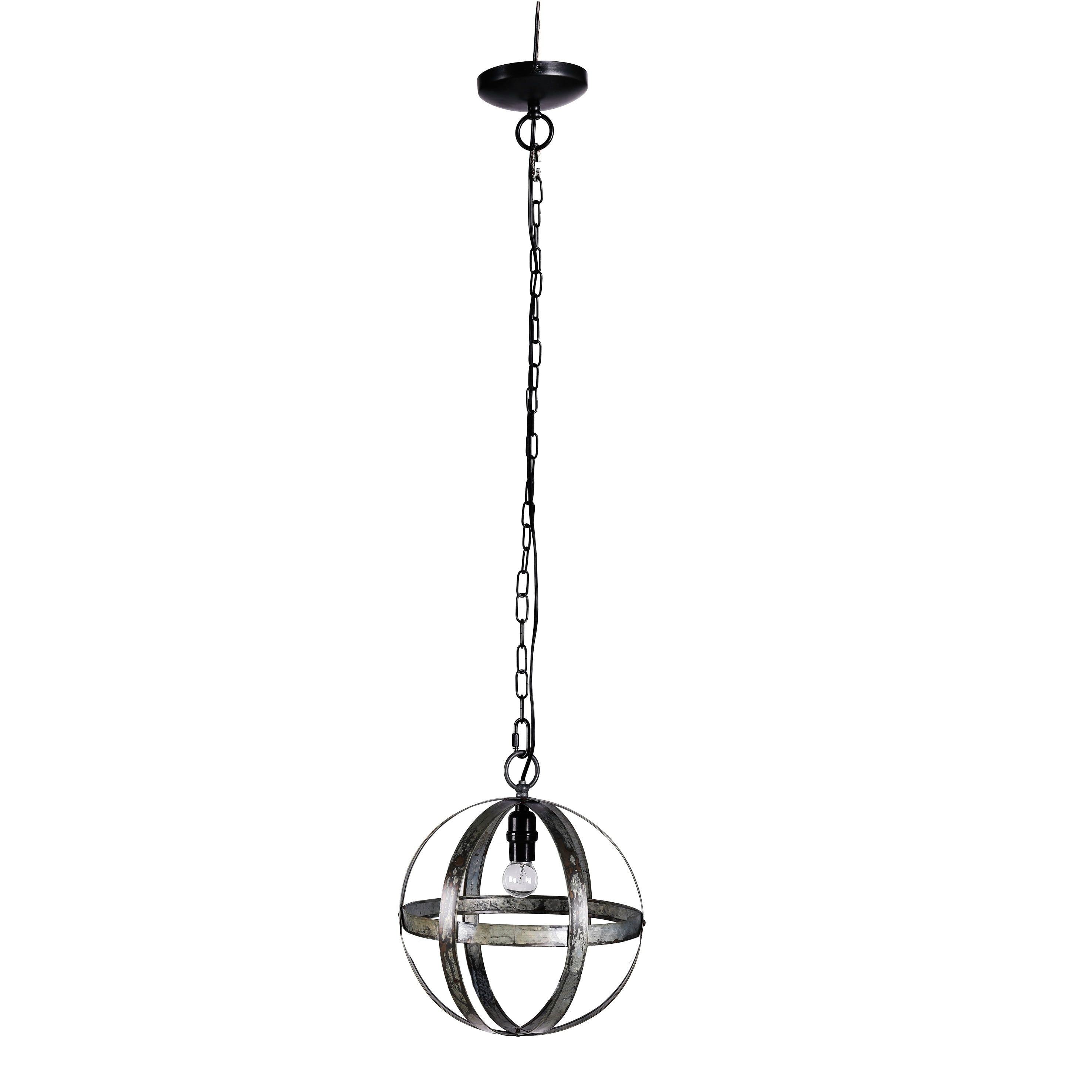 Black Iron Industrial Globe Pendant Light with Chain