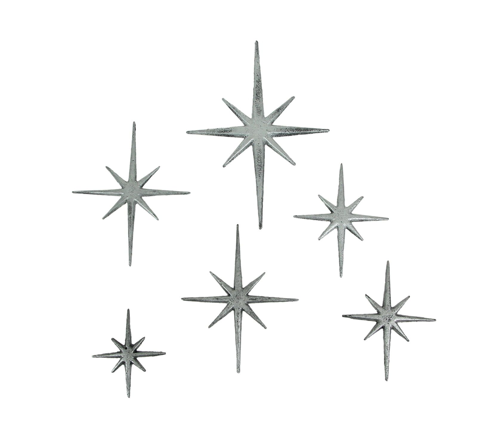 XL Silver Cast Iron Starburst Wall Hangings Set