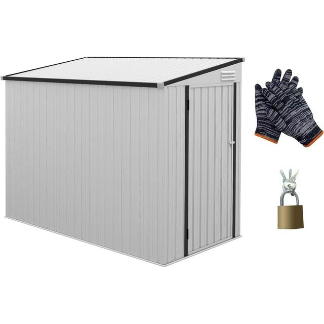White 4' x 8' Metal Lean-to Outdoor Storage Shed Kit
