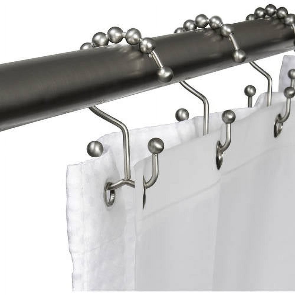 Brushed Nickel Double Glide Shower Curtain Hooks Set of 12