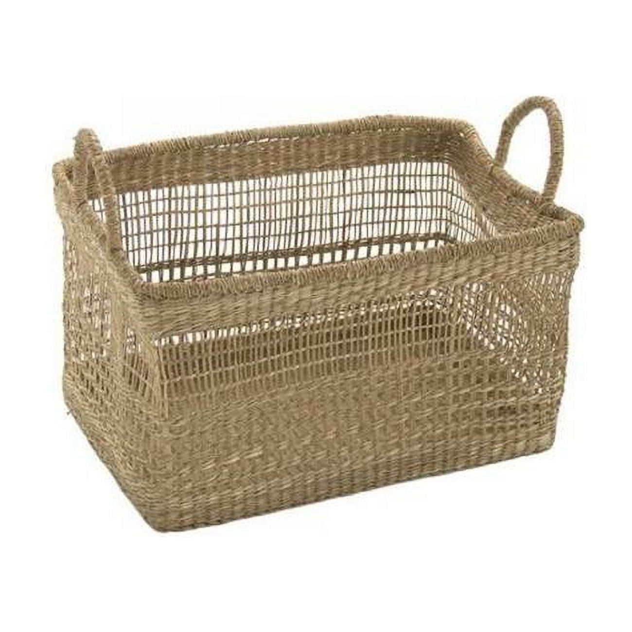 Countryside Charm Rectangular Seagrass Storage Basket, Brown