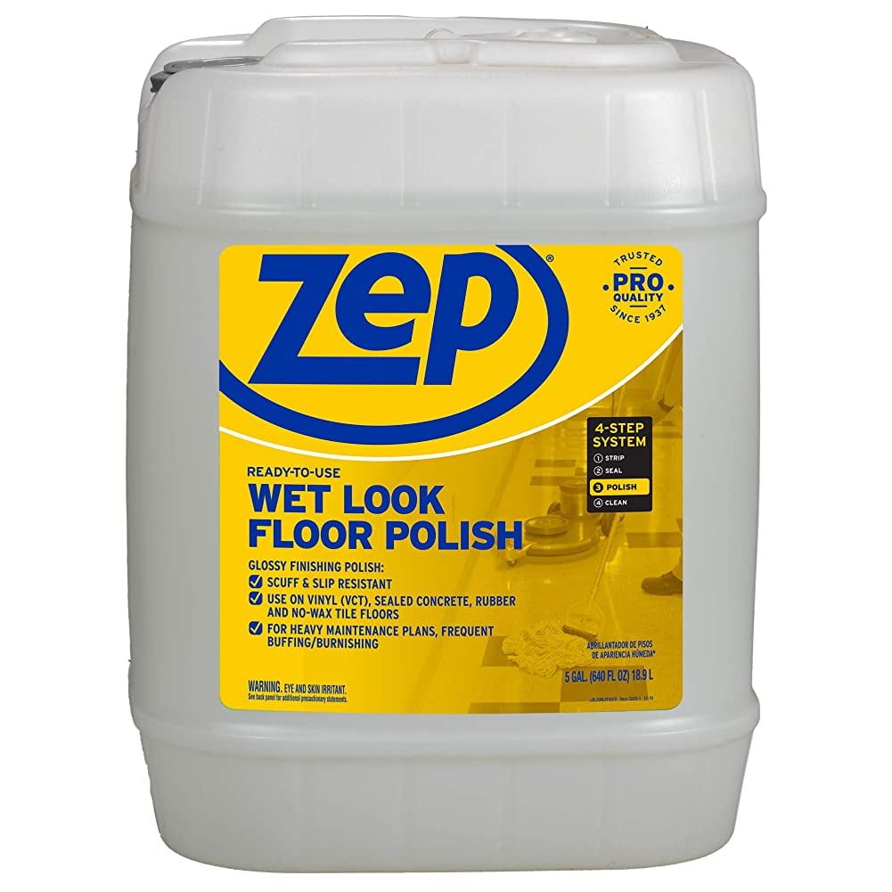 High-Gloss Wet Look 5 Gallon Floor Polish for Multiple Surfaces