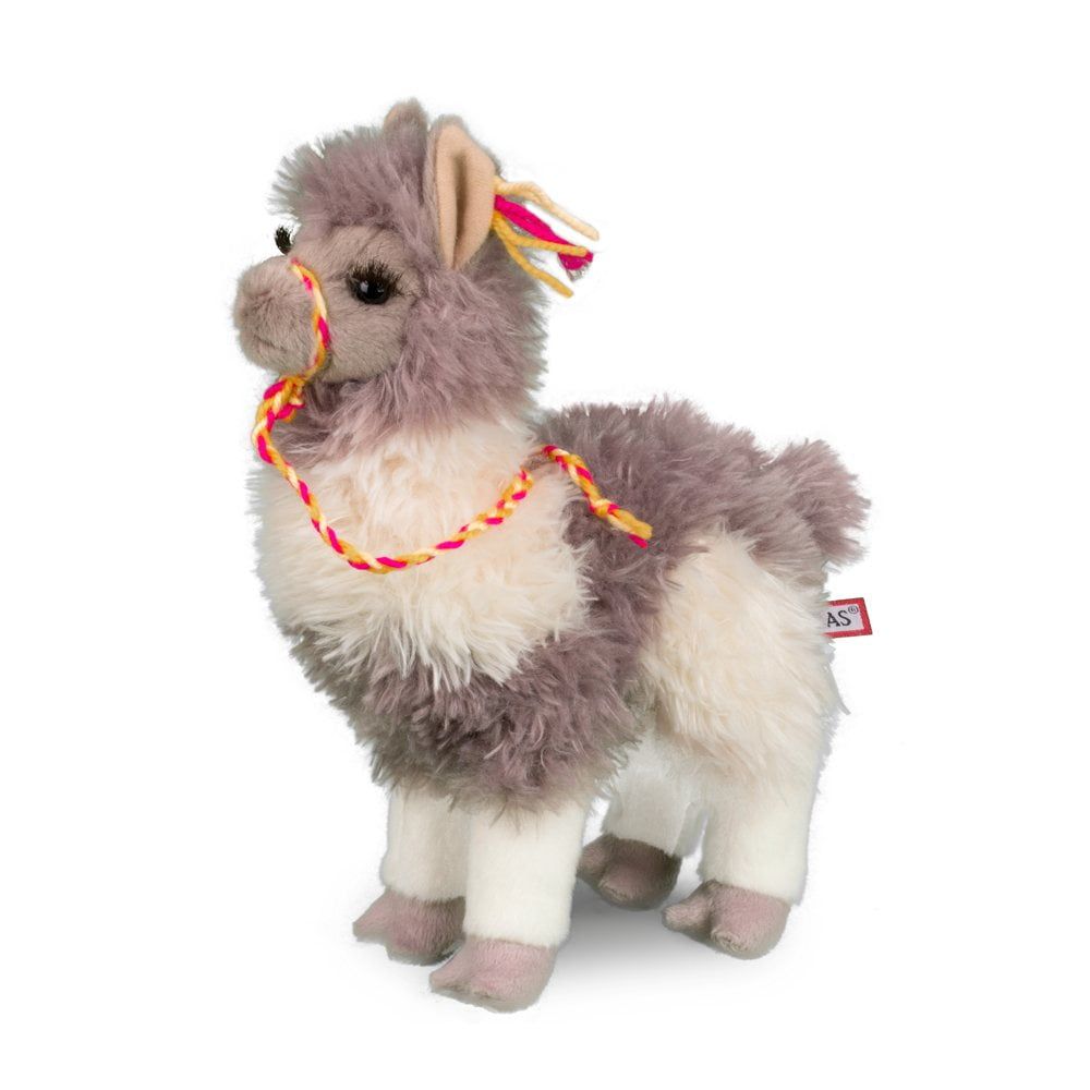 Zephyr 12" Gray and White Plush Llama with Colorful Halter