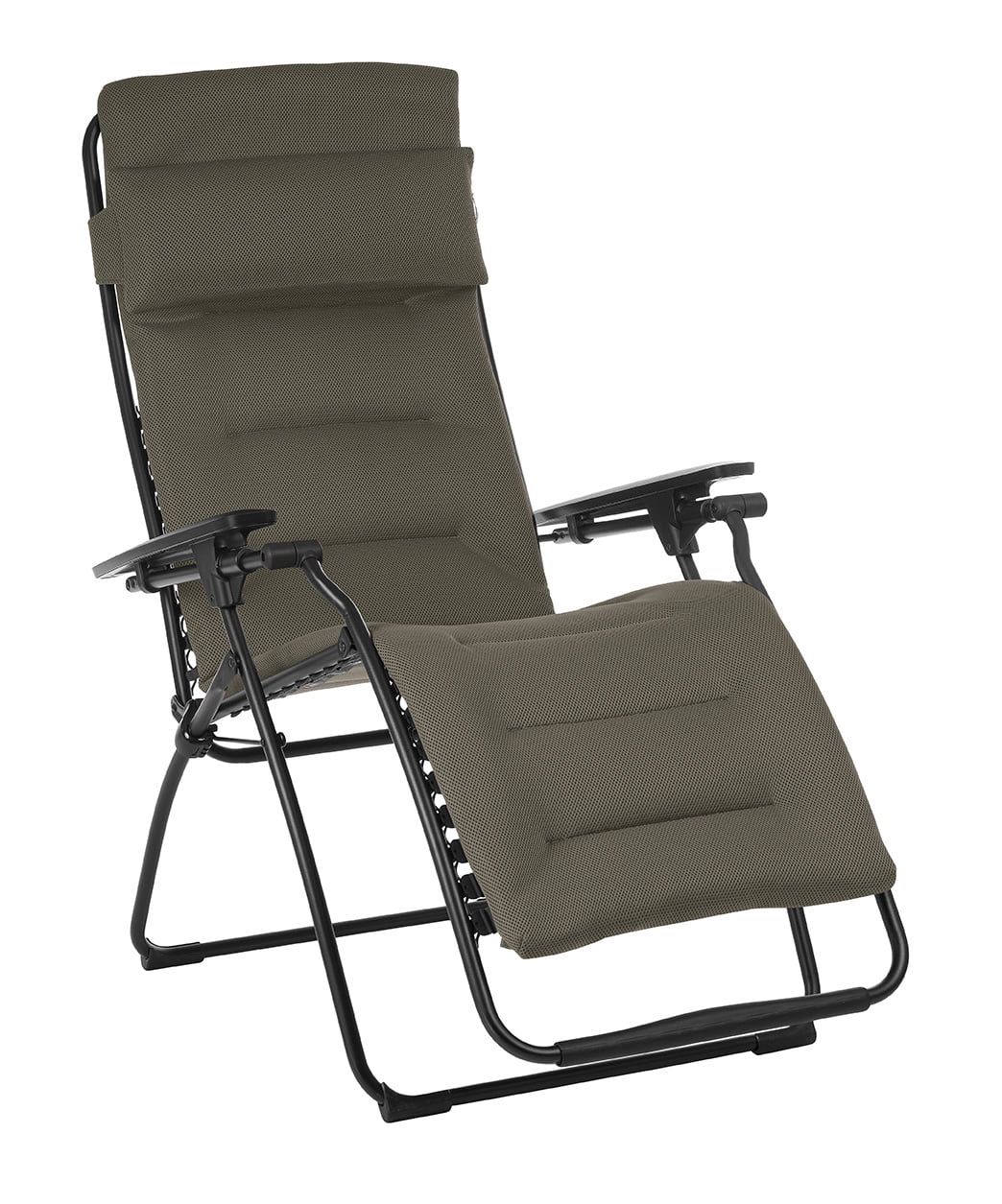 Black Metal Zero Gravity Recliner with Taupe Cushion