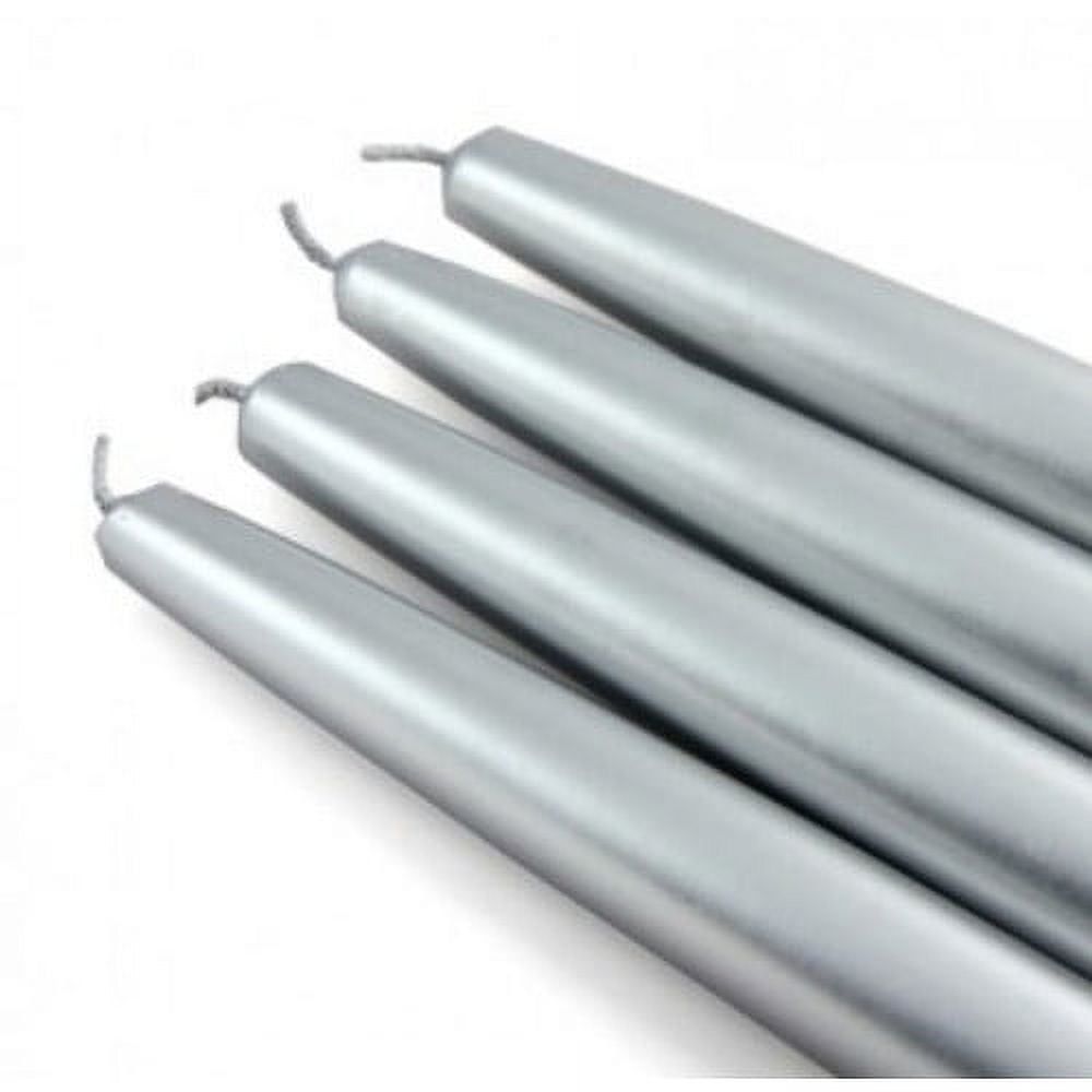 Elegant Silver Flameless Taper Candles, 12-Pack