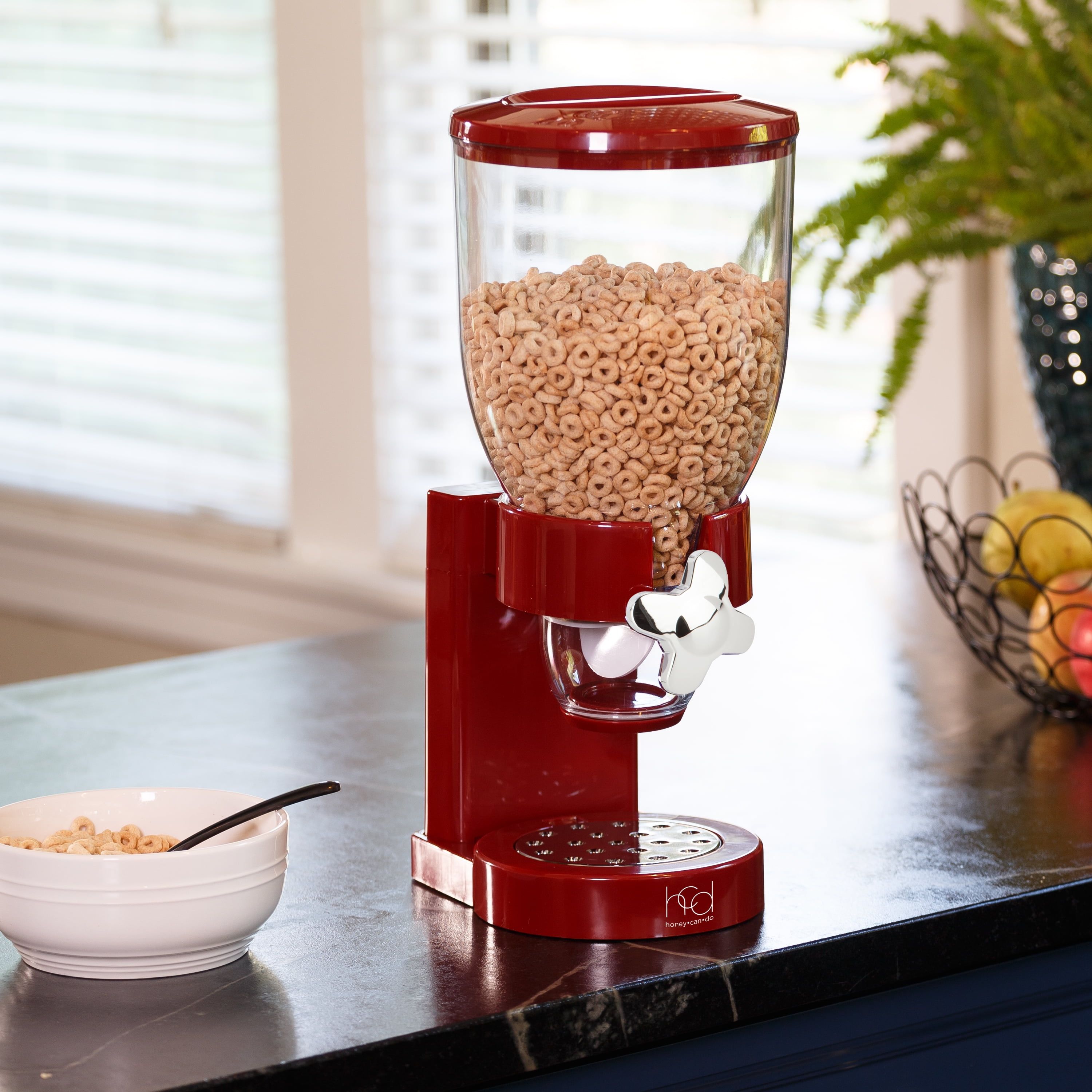 Red and Clear Plastic Single Dry Food Dispenser