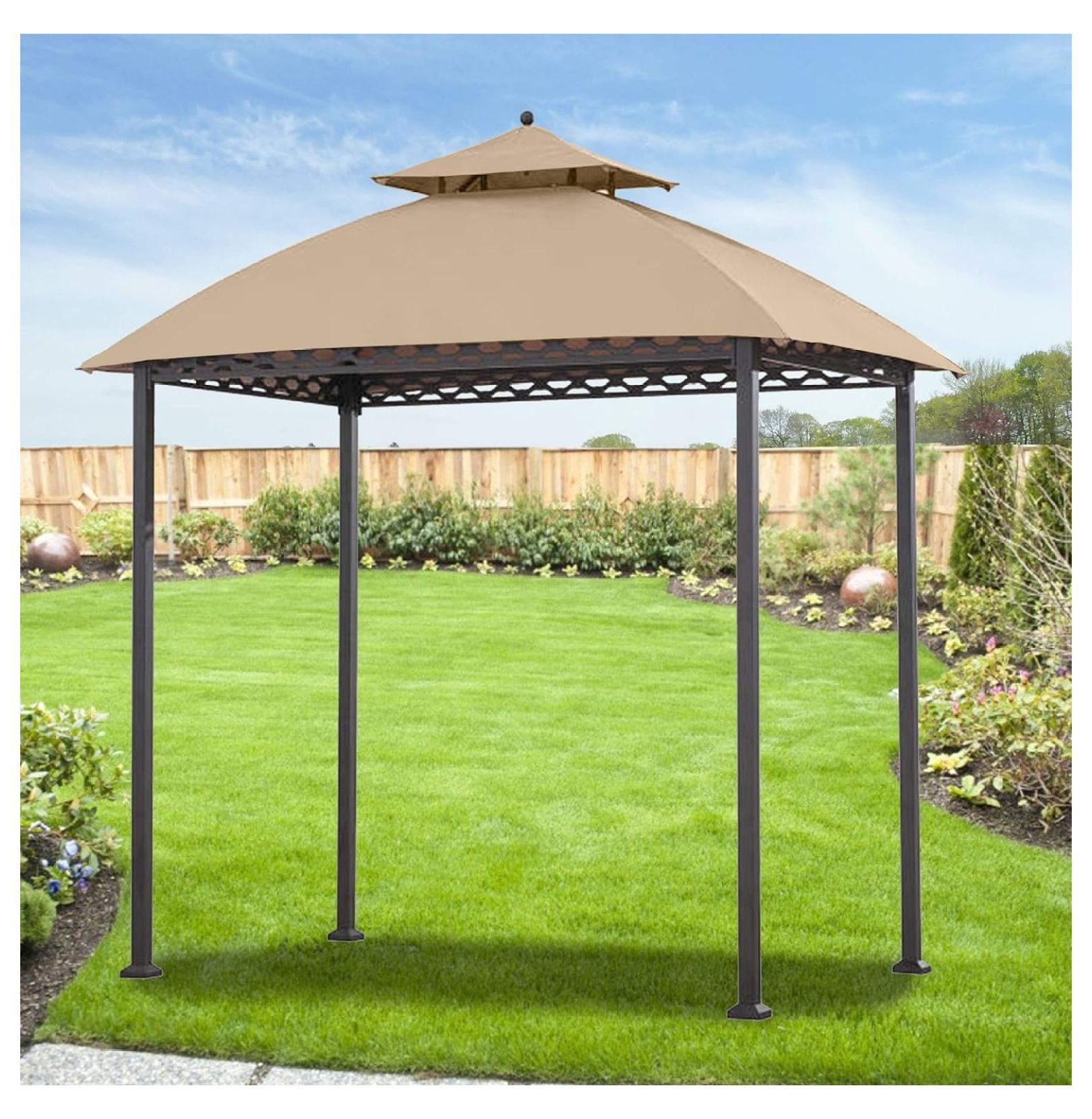 Pinehurst Beige Whisper Two-Tiered Grill Gazebo Canopy