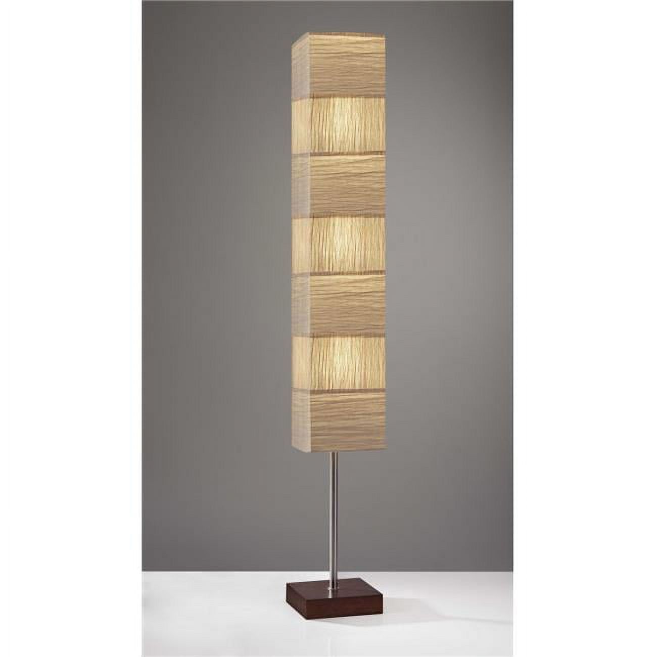 ZigZag Crinkle Paper Shade Floor Lamp with Walnut Wood Base, 72" White