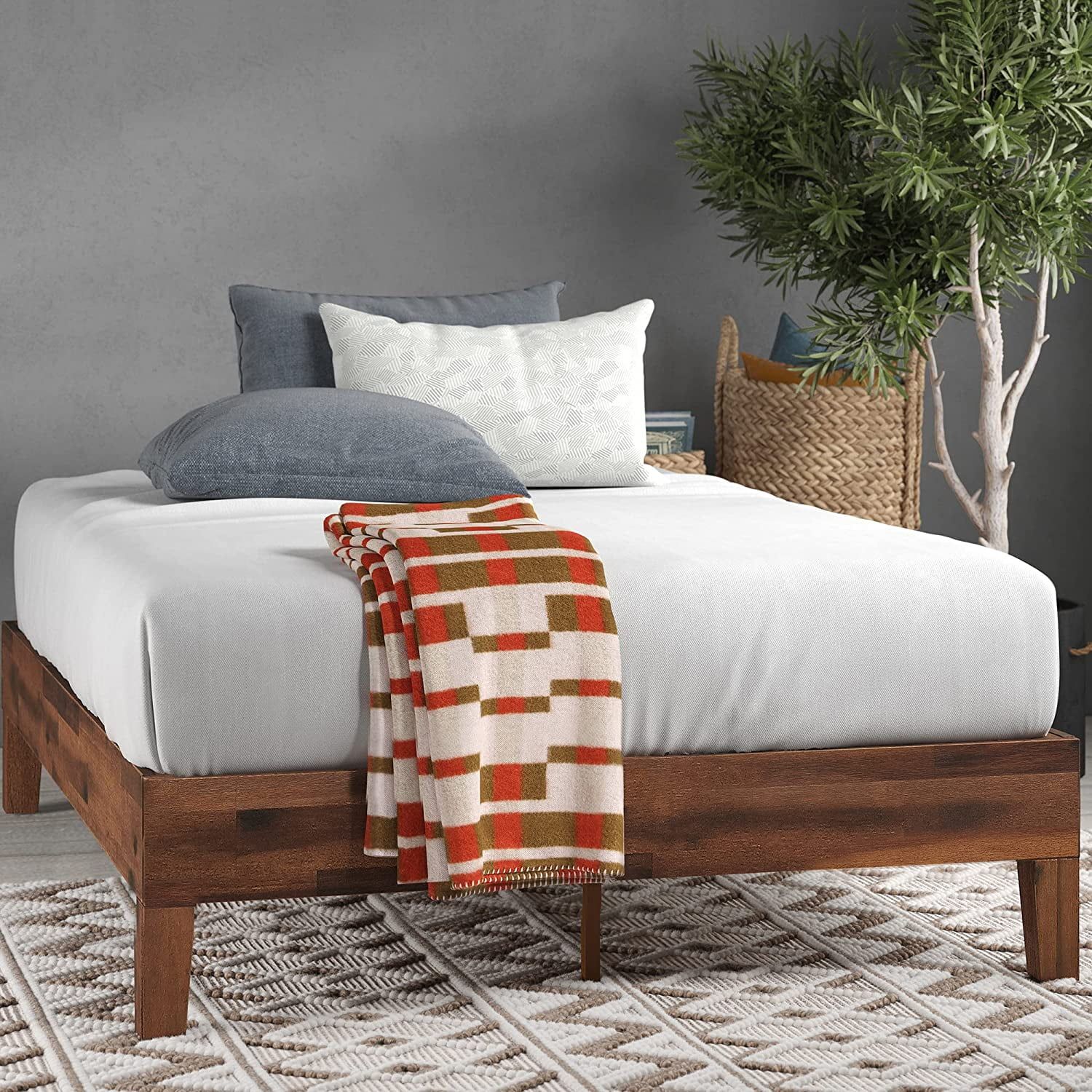 Marissa Espresso Pine Wood King Platform Bed with Slats