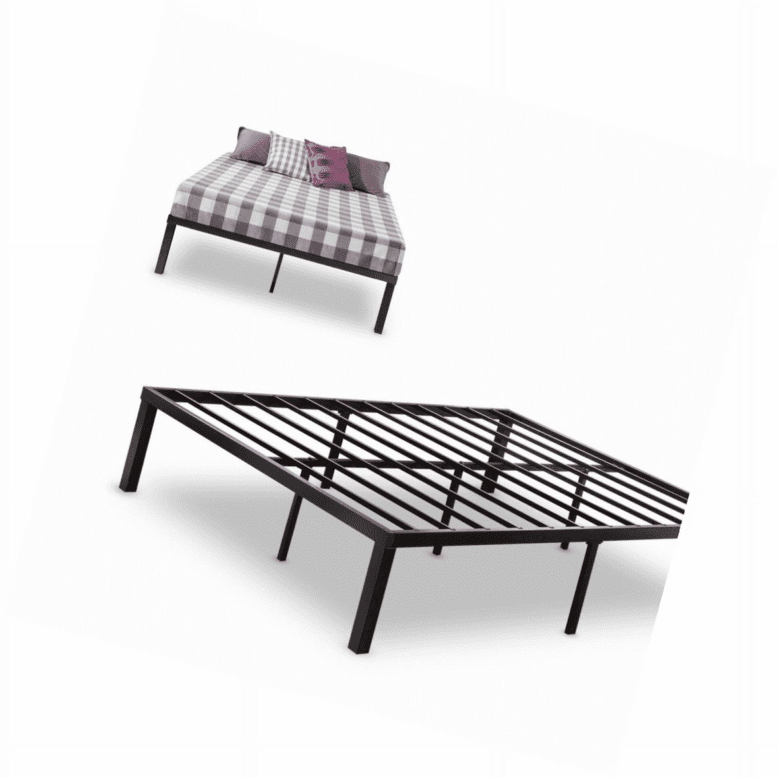 Luis Black Metal Queen Platform Bed Frame with Slats