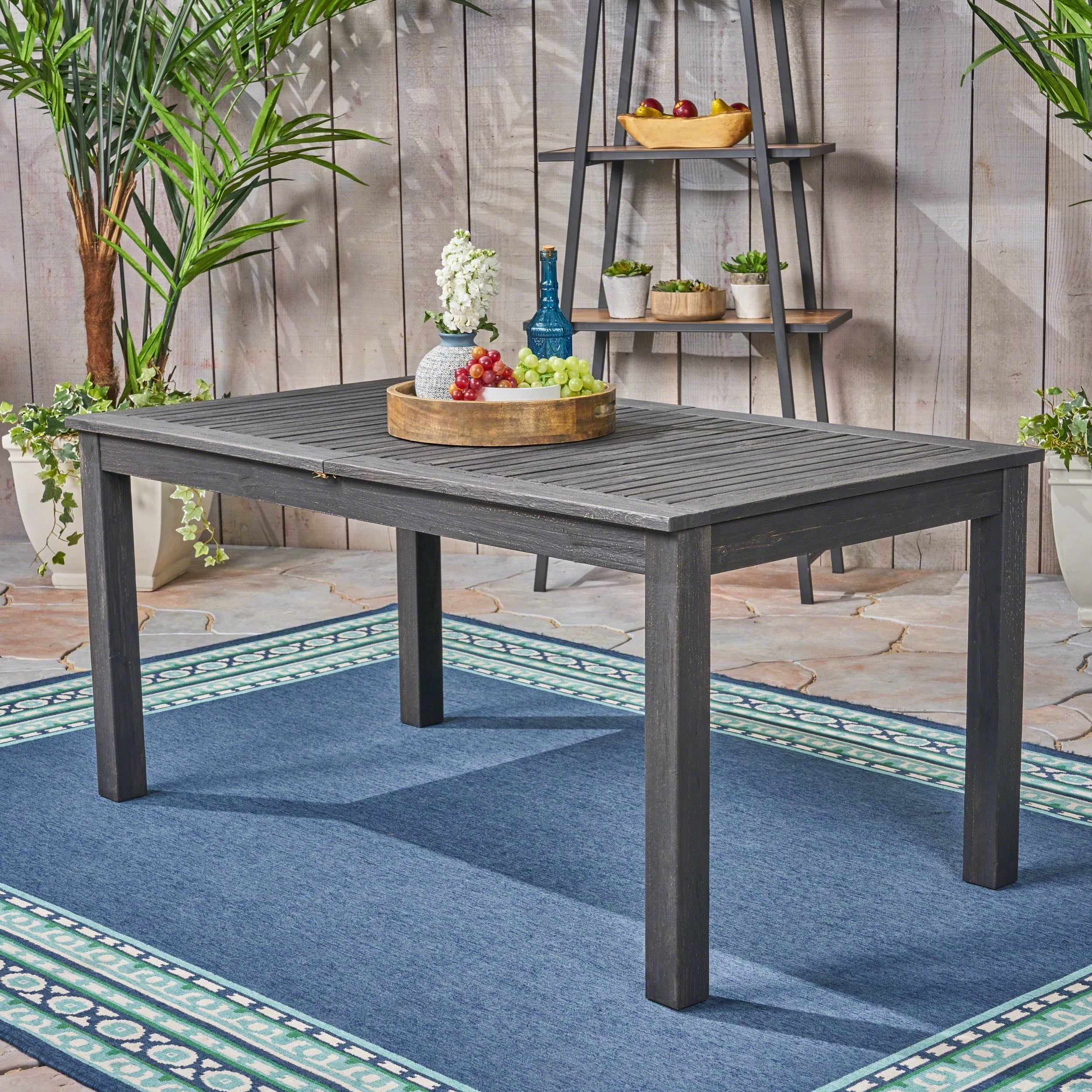 Nestor Expandable Rustic Dark Gray Wood Dining Table Seats 8